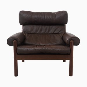 Mid-Century Danish Leather Lounge Chair in the style of Norell, 1960s