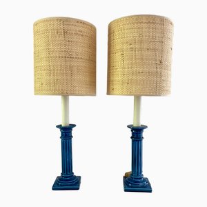 Blue Sky Ceramic Lamps, 1970, Set of 2
