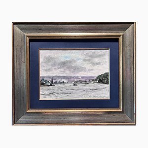 Jean Jacques Rene, The Seine Near Rouen, 1972, Oil on Canvas, Framed