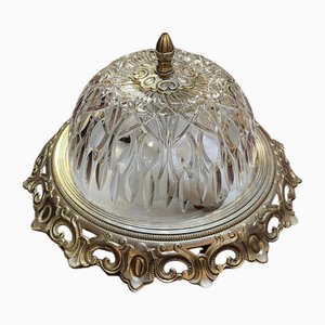 Lampe à Suspension Vintage en Chrome et Verre Taillé