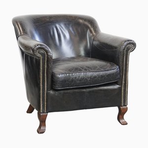 Black Grained Cowhide Armchair