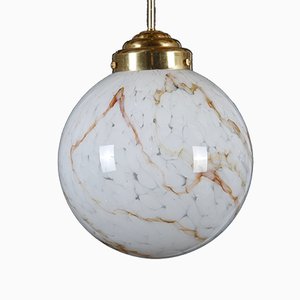 Large Pendant in Art-Glass and Brass, 1970s