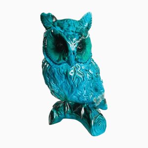 Mid-Century Turquoise Ceramic Owl from Jema, Holland, 1950s