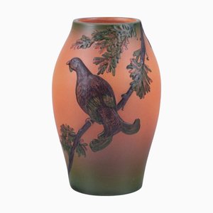 Vaso in ceramica con uccello su ramo di Axel Salto, Danimarca, anni '30