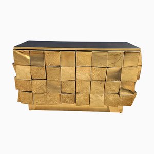 Vintage Two-Door Brass Sideboard, 1980s