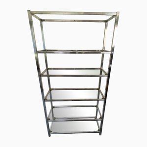 Vintage N2 Wandregal aus Glas & Chrom, 1970