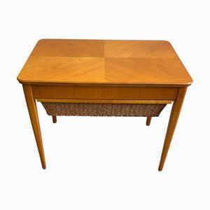 Skandinavischer Moderner Nähtisch aus Teak & Rohr, 1950er
