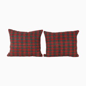 Vintage Handwoven Lumbar Kilim Cushion Covers, Set of 2