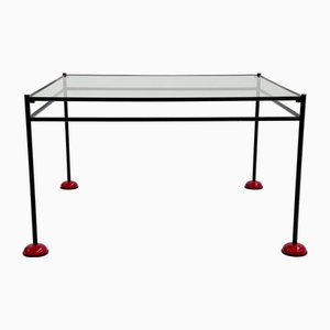 Vintage Coffee Table in Glass and Metal from Gamma, 1980s