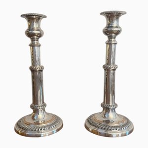 Antique Regency Telescopic Sheffield Plated Candlesticks, 1830, Set of 2