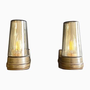 Applique marroni in ceramica e vetro di Ifö, anni '60, set di 2