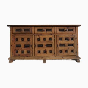 Spanish Carved Walnut Credenza, 1960s