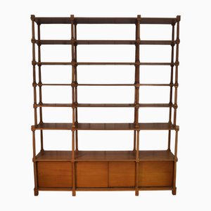 Großes Bücherregal aus gedrechseltem Holz, 1970er