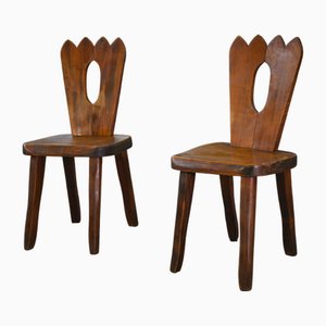 Brutalist Chairs in Elm from Aranjou, 1960s, Set of 2