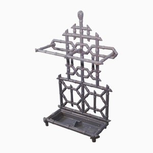 Gray Enameled Cast Iron Umbrella Stand, 1940s
