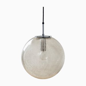 Mid-Century Modern Air-Bubbled Glass Globe Pendant Light from Limburg, 1970s