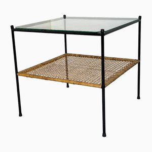 Mid-Century Modern Rattan and Glass Coffee Table by Dirk Van Sliedregt for Gebroeders Jonkers Noordwolde, 1950s