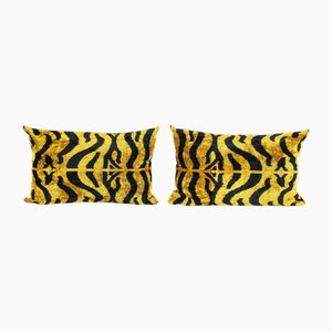 Tiger Ikat Velvet Cushion Covers, 2010s, Set of 2