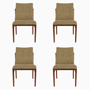 Vintage Dining Chairs in Teak and Fabric from Thereca, Set of 4