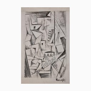 Louis Marcoussis, The Port Bar, Kohle- & Bleistiftzeichnung, 1913