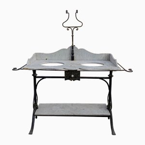 Double Iron Sink with Marble Top, 1800s