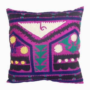 Square Purple Tashkent Suzani Cushion Cover