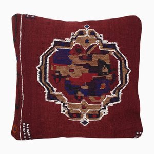 Handmade Red Wool Kilim Cushion Cover