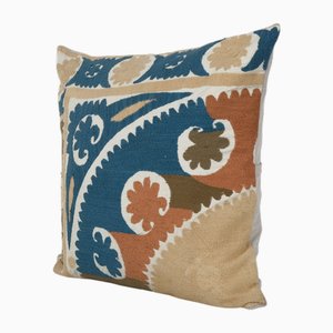 Square Blue Suzani Cushion Cover