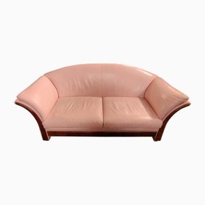Pink Leather Sofa, 1980s