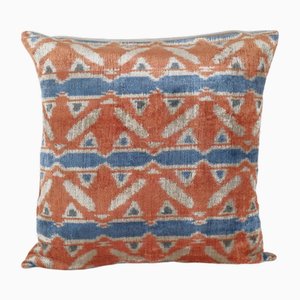 Square Apricot Ikat Velvet Cushion Cover