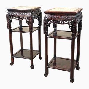 Antique Hardwood Stands, 1880, Set of 2