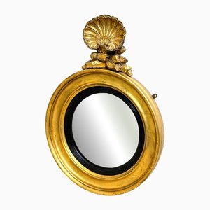 Small Regency Circular Gilt and Gesso Convex Mirror, 1830