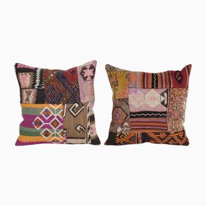Turkish Wool Kilim Cushion Covers, Set of 2