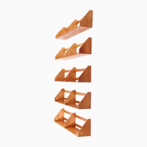 Beech Wall Shelves by Hans J. Wegner for Ry Møbler, 1950s, Set of 5