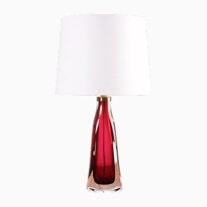 Lampada da tavolo Mid-Century in cristallo rosso di Carl Fagerlund per Orrefors, Svezia, anni '60