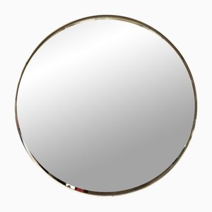 Italian Round Brass Wall Mirror, 1960s