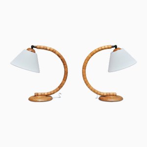 Sculptural Adjustable Table Lamps in Beech from Markslöjd, Sweden, 1960s, Set of 2