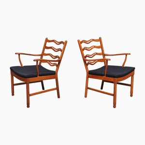Model 1755 Armchairs by Ole Wanscher for Fritz Hansen, Denmark, 1940s, Set of 2