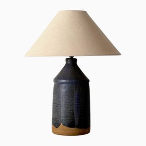 Lampe de Studio Vintage en Poterie Bleu Nuit, 1950s