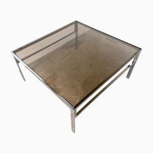 Modern Chrome and Smoked Glass Coffee Table, 1970