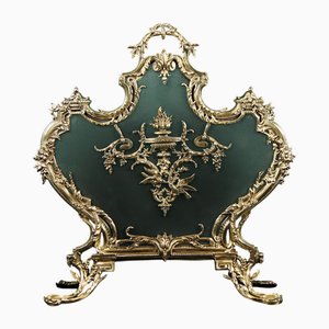 Französischer Louis XV Messing Kaminschirm, 1890