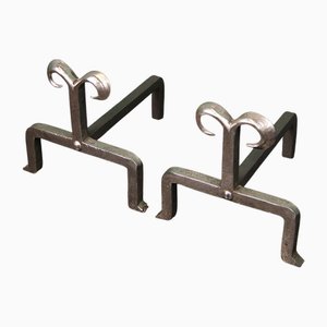 Geschmiedete Fire Dogs mit geteiltem Schornstein, 1900, 2er Set