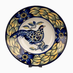 Grande Assiette Faisan en Faïence Bleue par Christian Joachim pour Royal Copenhagen, 2010s