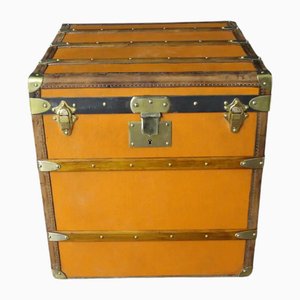 Cubic Hat Trunk in Orange Canvas from Moynat, 1920s