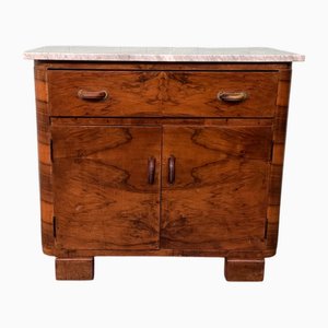 Italienisches Vintage Sideboard aus Wurzelholz mit Marmorplatte, 1930er