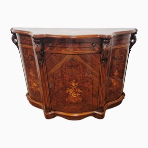 Italian Louis XV Style Sideboard in Walnut with Inlays, 1970s