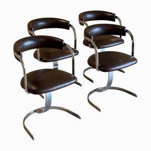 Vintage Cast Iron and Chromed Dining Chairs, 1970s, Set of 4