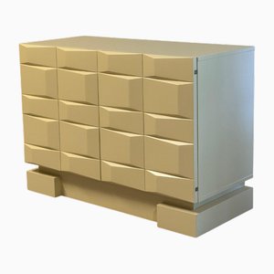 Credenza brutalista vintage con ante a pannelli, anni '70