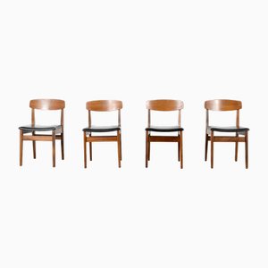 Mid-Century Modern Teak and Leatherette Dining Chairs, 1960s, Set of 4
