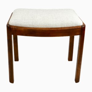 Taburete estilo Art Déco con tapicería blanca, años 70